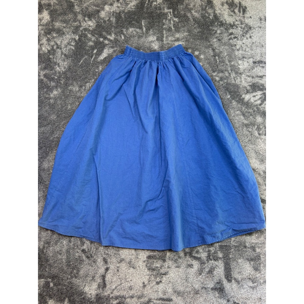 Cabin Creek Skirt Womens 10A Blue Midi A-Line Cotton Elastic Waist Vintage